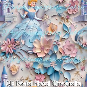 3D Pastel Floral Cinderella - Fabric