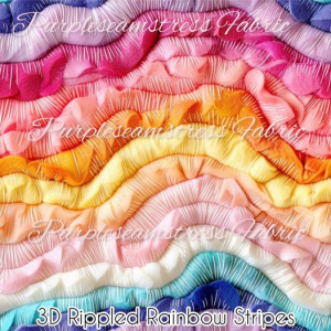 3D Rippled Rainbow Stripes - Fabric