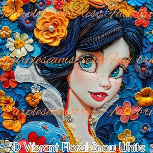 3D Vibrant Floral Snow White - Fabric