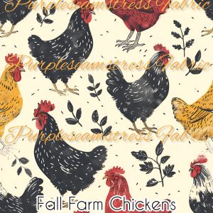 Fall Farm Chickens - Fabric