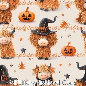 Fall Witchy Highland Cows - Fabric