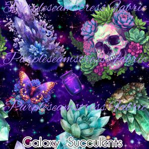 Galaxy Succulent Skulls - Fabric