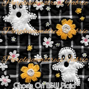 Ghosts on B&W Plaid - Fabric