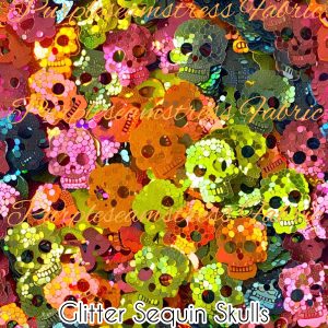 Glitter Sequin Skulls - Fabric