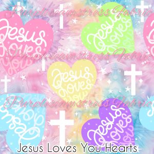 Jesus Loves You Hearts - Fabric