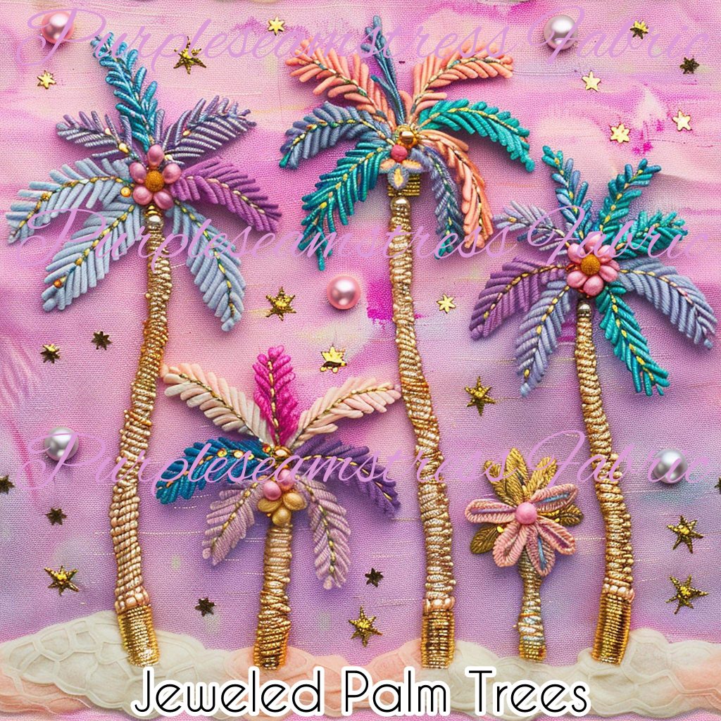 Jeweled Palm Trees – Purpleseamstress Fabric