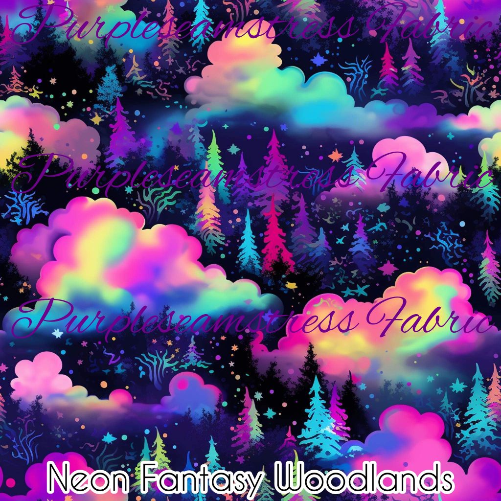 Neon Floral Elks Fabric main image 0