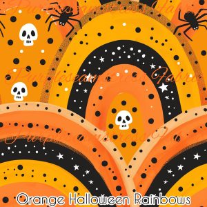 Orange Halloween Rainbows - Fabric