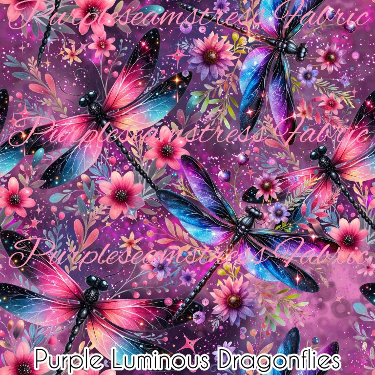 Purple Luminous Dragonflies – Purpleseamstress Fabric