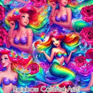 Rainbow Colored Ariel - Fabric