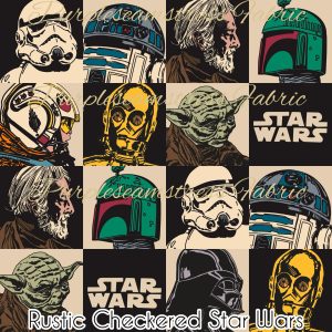Rustic Checkered Star Wars - Fabric