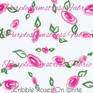 Scribble Roses on White - Fabric