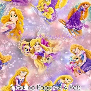 Sparkling Rapunzel & Pets - Fabric