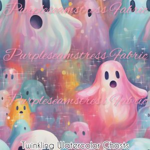 Twinkling Watercolor Ghosts - Fabric