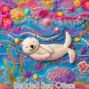 Beaded Sea Otters - Fabric