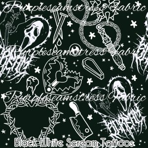 Black White Scream Tattoos - Fabric