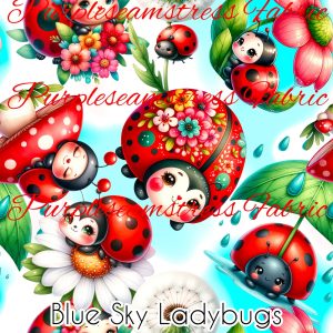 Blue Sky Ladybugs - Fabric
