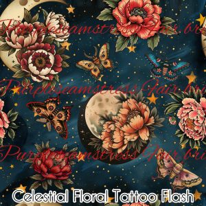 Celestial Floral Tattoo - Fabric