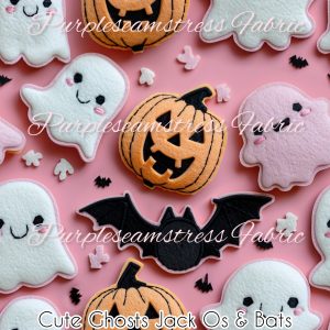 Cute Ghost Jack Os & Bats - Fabric