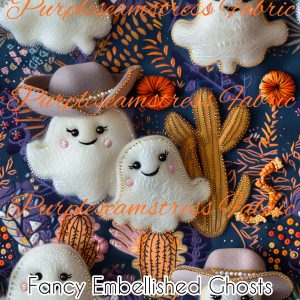 Fancy Embellished Ghosts - Fabric