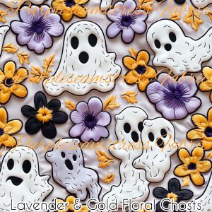 Lavender & Gold Floral Ghosts - Fabric