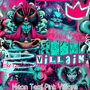 Neon Teal Pink Villains - Fabric