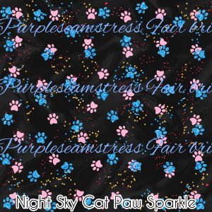 Night Sky Cat Paw Sparkle - Fabric