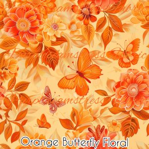 Orange Butterfly Floral - Fabric