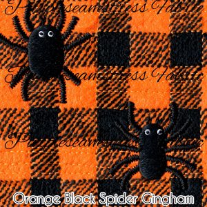 Orange Black Spider Gingham - Fabric