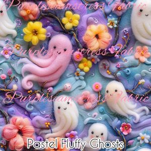 Pastel Fluffy Ghosts - Fabric