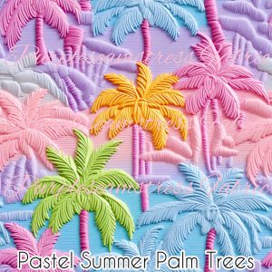 Pastel Summer Palm Trees - Fabric