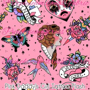 Pink Daddy's Girl Tattoo Flash - Fabric
