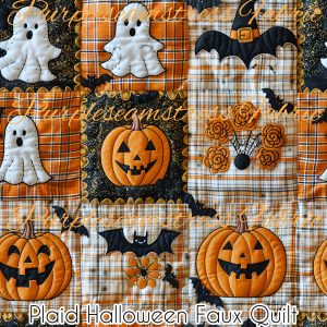 Plaid Halloween Faux Quilt - Fabric