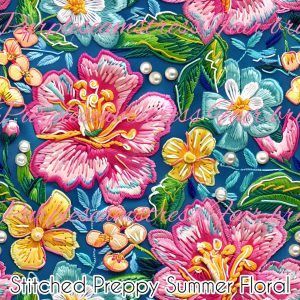 Stitched Preppy Summer Floral - Fabric