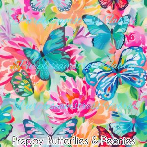 Preppy Butterflies & Peonies - Fabric