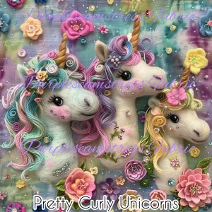Pretty Curly Unicorns - Fabric