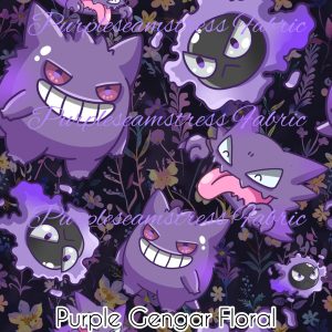 Purple Gengar Floral - Fabric