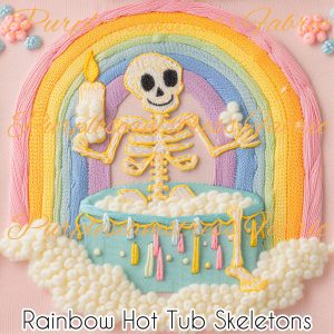 Rainbow Hot Tub Skeletons - Fabric
