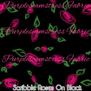 Scribble Roses on Black - Fabric