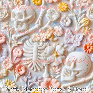 Softly Macabre Bones & Floral - Fabric