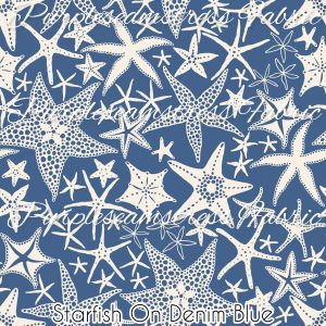 Starfish on Denim - Fabric