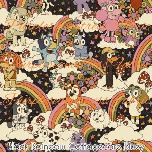 Black Rainbow Cottagecore Bluey - Fabric