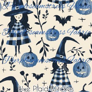 Blue Plaid Witches - Fabric