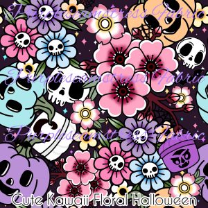 Cute Kawaii Floral Halloween - Fabric