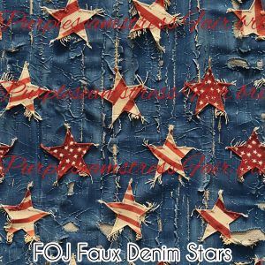 FOJ Faux Denim Stars - Fabric