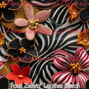 Faux Zebra Leather Floral - Fabric