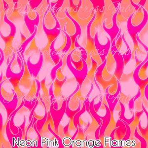 Neon Pink Orange Flames - Fabric