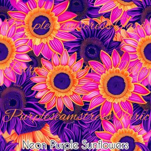 Neon Purple Sunflowers - Fabric