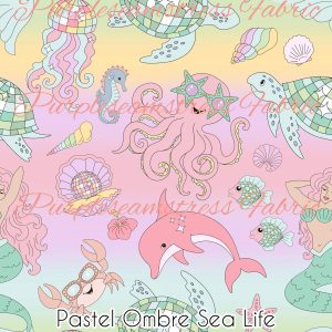 Pastel Ombre Sea Life - Fabric