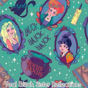 Teal Witch Sister Reflections - Fabric